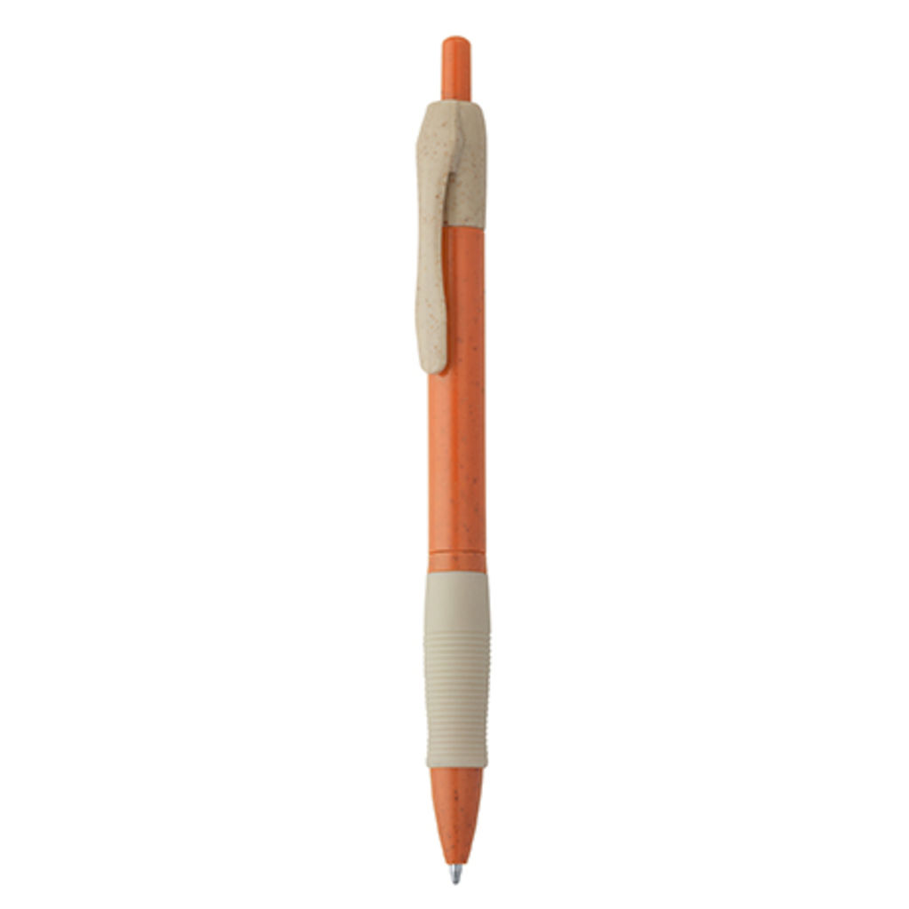 Ручка з пшеничної клітковини і ABS з натискним механізмом і зручним місцем захвату, колір апельсиновий