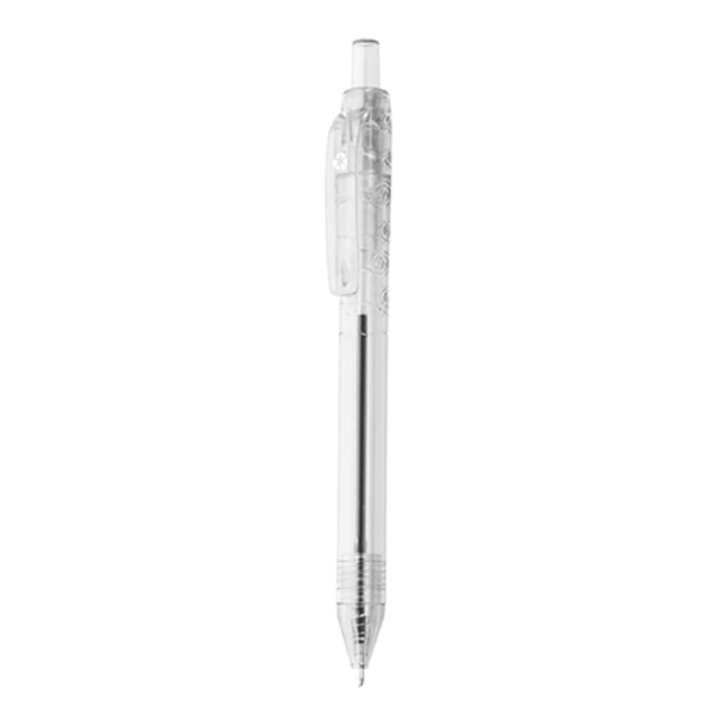 PACIFIC Полупрозрачная ручка с нажимным механизмом из RPET материала, цвет прозрачный