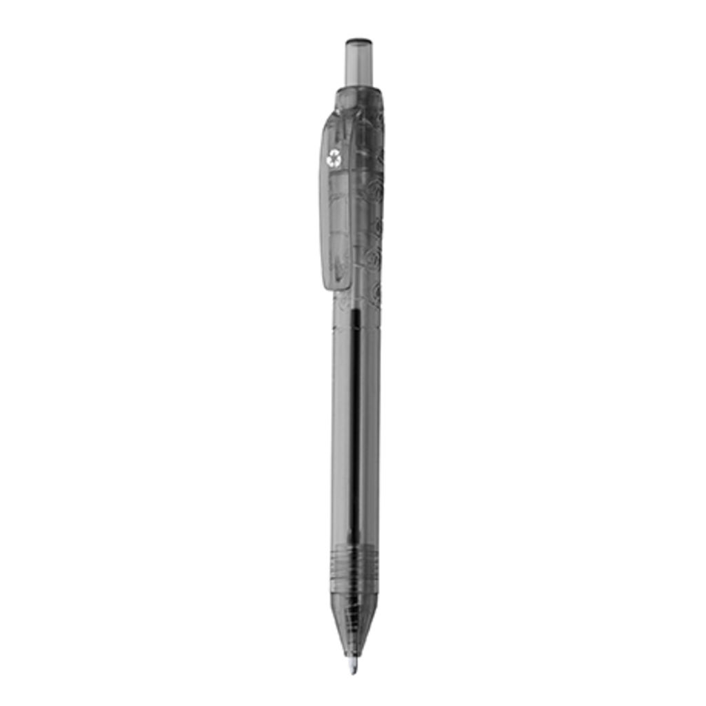 PACIFIC Напівпрозора ручка з натискним механізмом з RPET матеріалу, колір чорний
