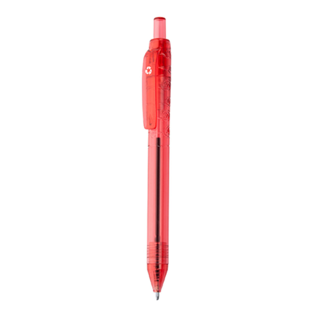 PACIFIC Напівпрозора ручка з натискним механізмом з RPET матеріалу, колір червоний