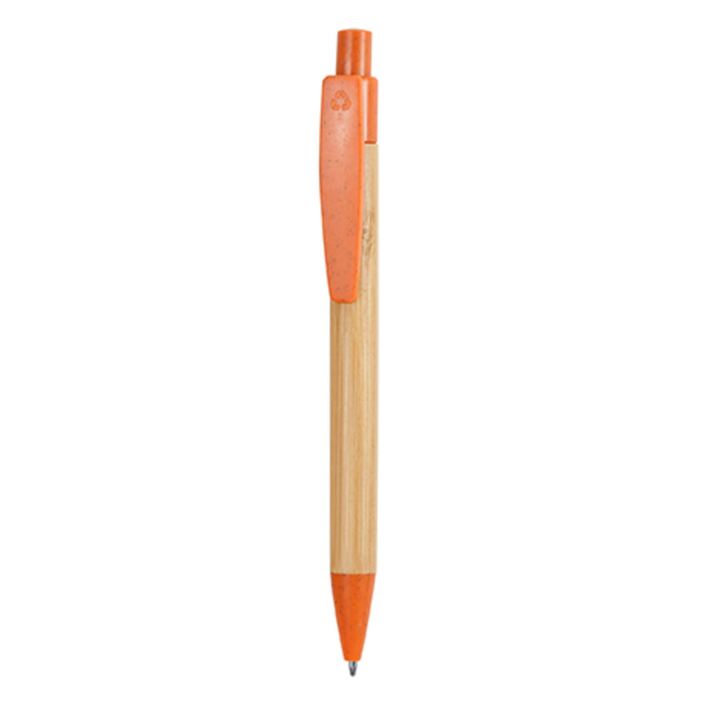 Ручка с нажимным механизмом, цвет апельсиновый, необработанный