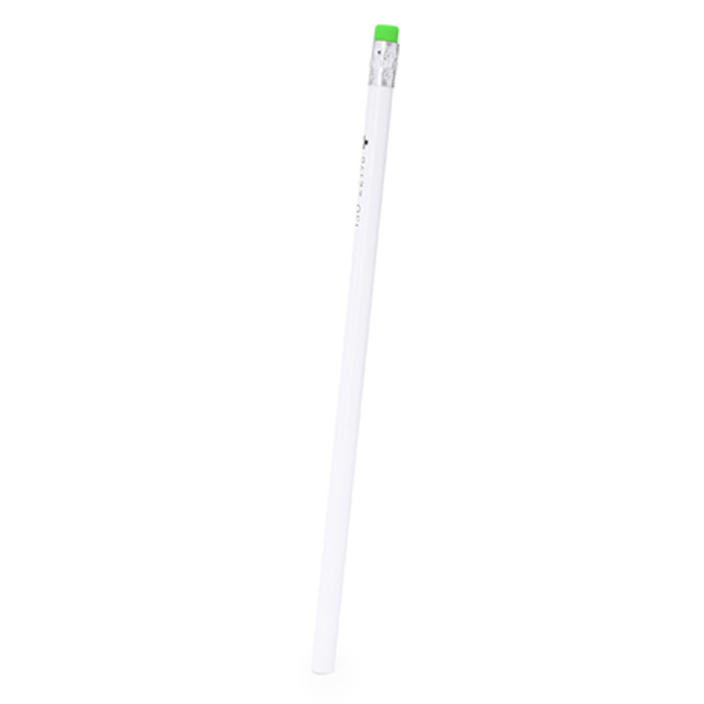 Білий дерев'яний антибактеріальний олівець з гумою, колір зелена папороть