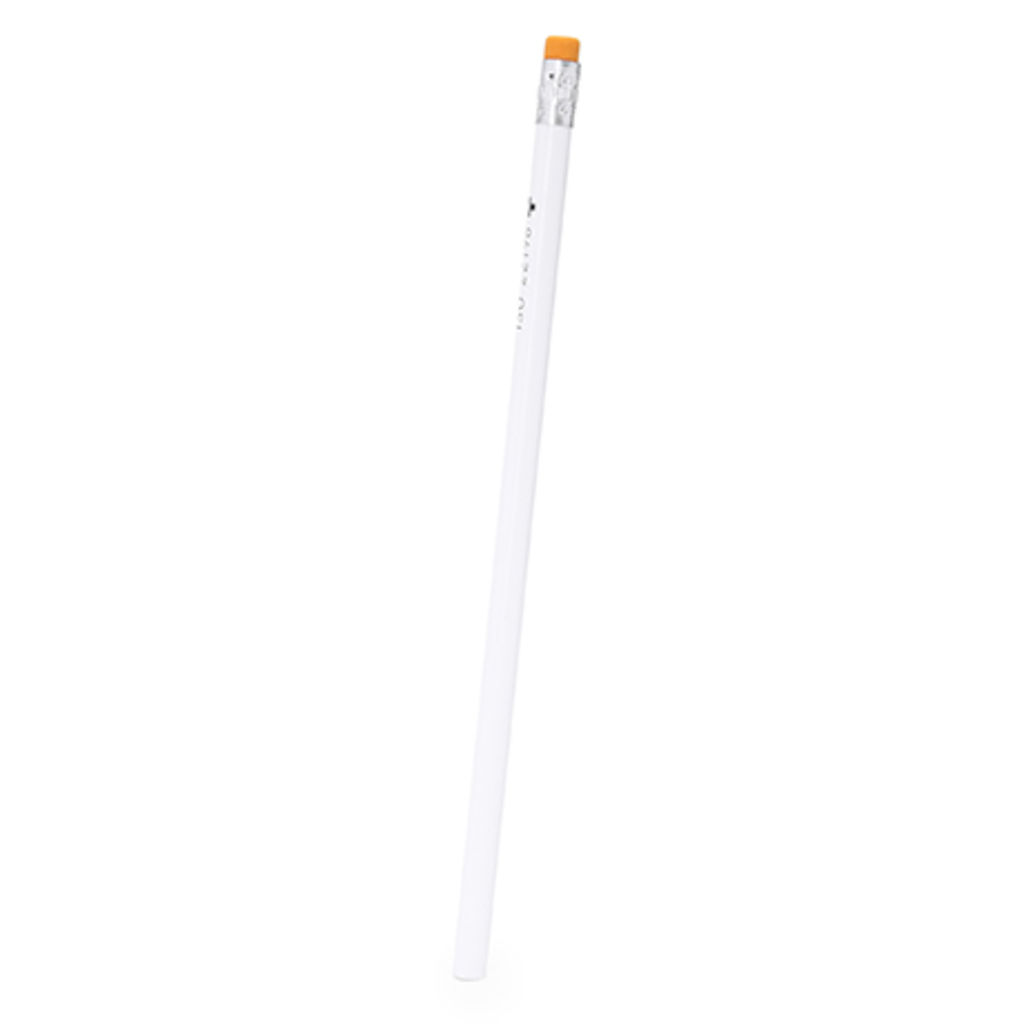 Білий дерев'яний антибактеріальний олівець з гумою, колір апельсиновий