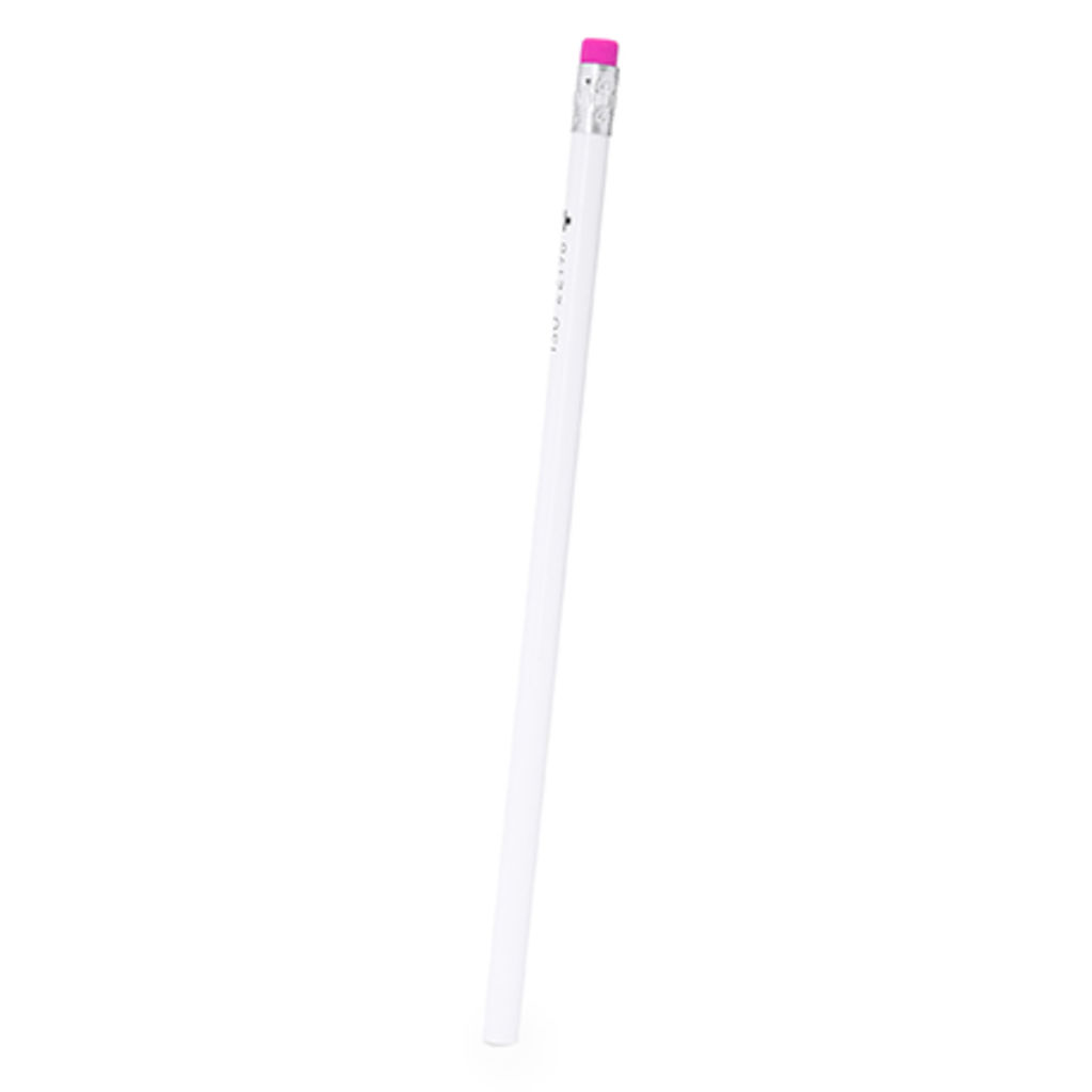 Білий дерев'яний антибактеріальний олівець з гумою, колір фуксія
