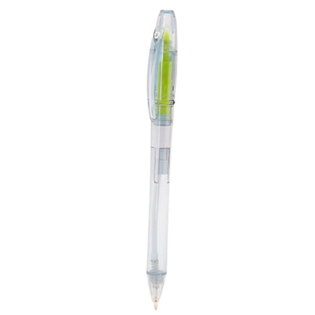 Ручка-маркер з синім прозорим корпусом і маркером, колір жовтий