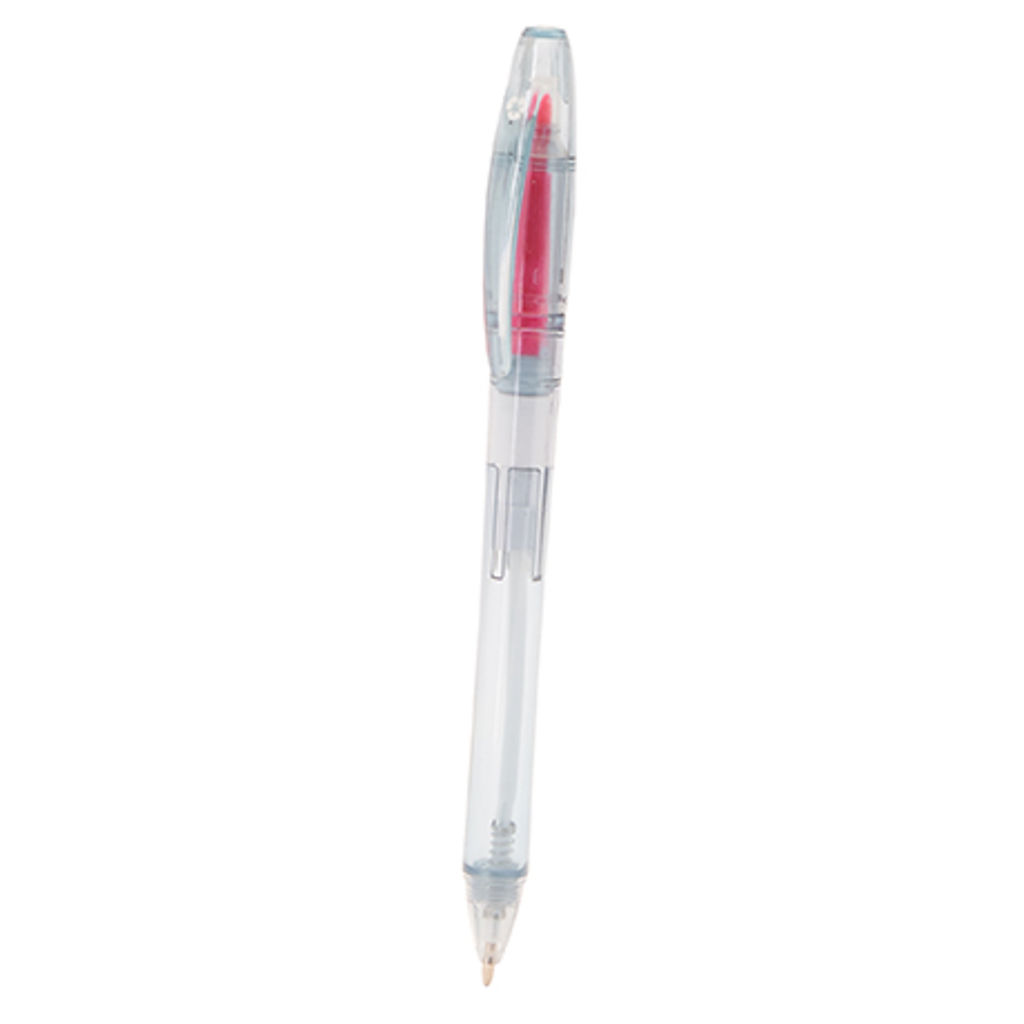 Ручка-маркер с синим прозрачным корпусом и маркером, цвет розовый