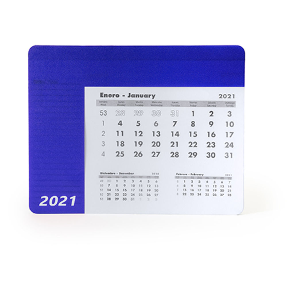Прямоугольный коврик для мыши с календарем, цвет яркий синий