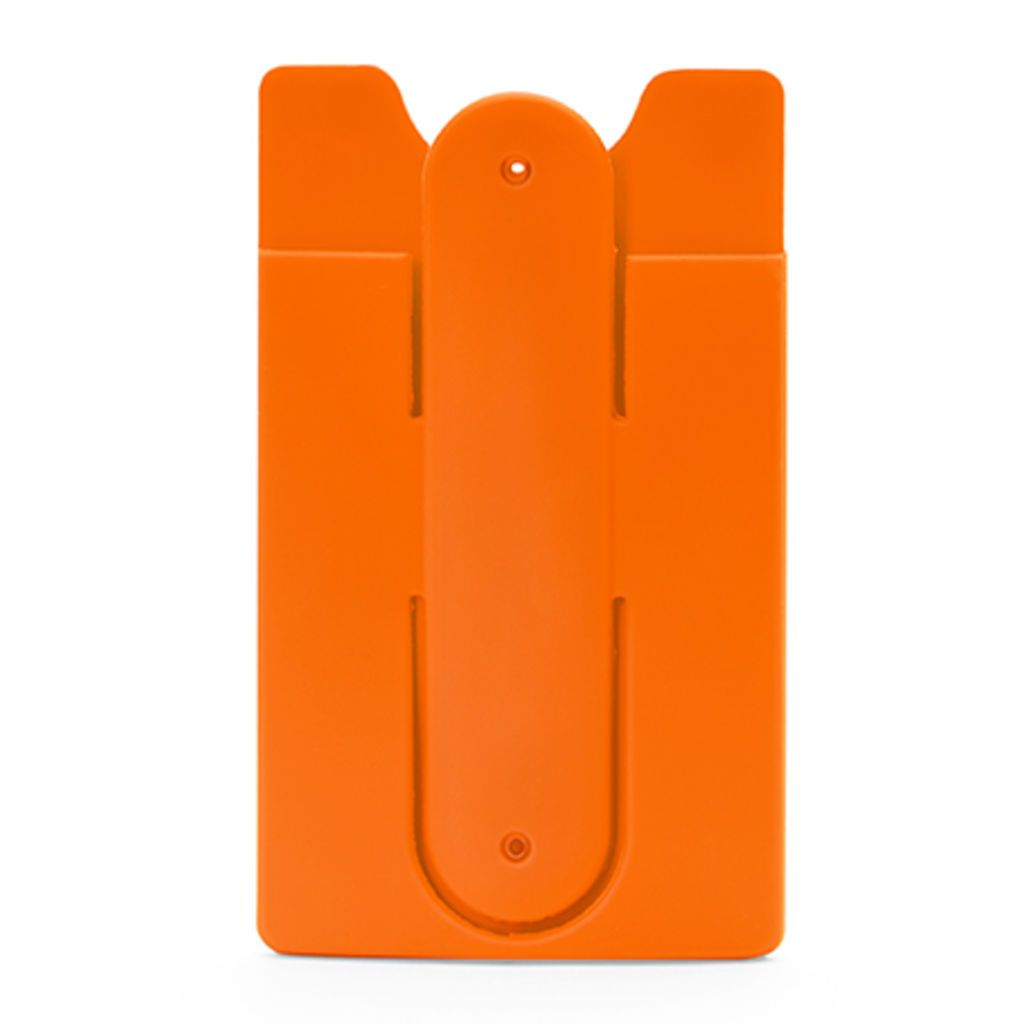 Практичний силіконовий кардхолдер з клейкою однією стороною, колір апельсиновий