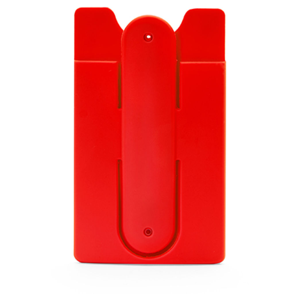 Практичный силиконовый кардхолдер с клейкой одной стороной, цвет красный