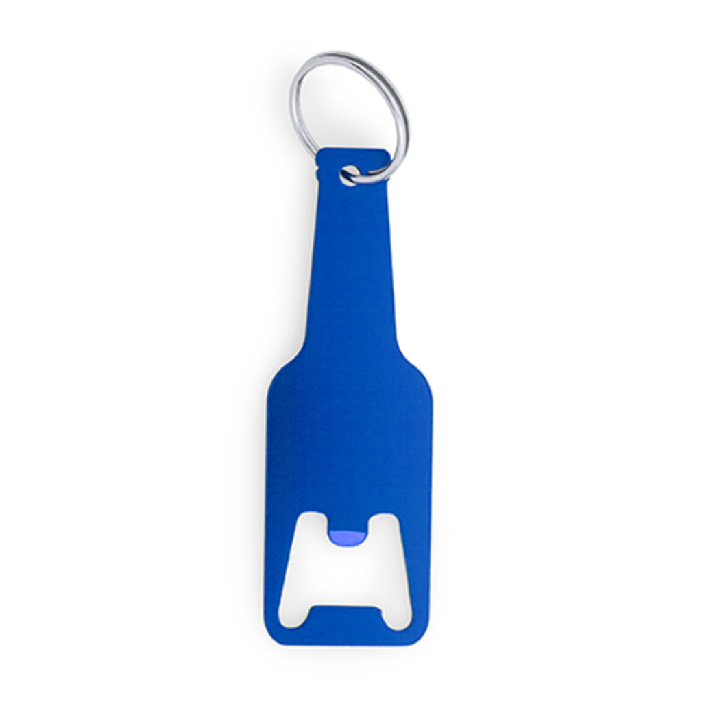 Алюмінієвий ніж-брелок з дизайном пляшки, колір яскравий синій