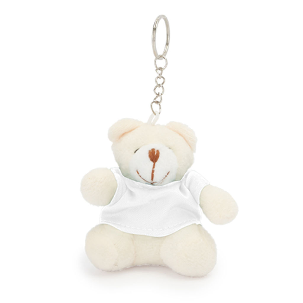 Брелок-медвежонок с цветной футболкой в ​​мягком полиэстере, цвет белый
