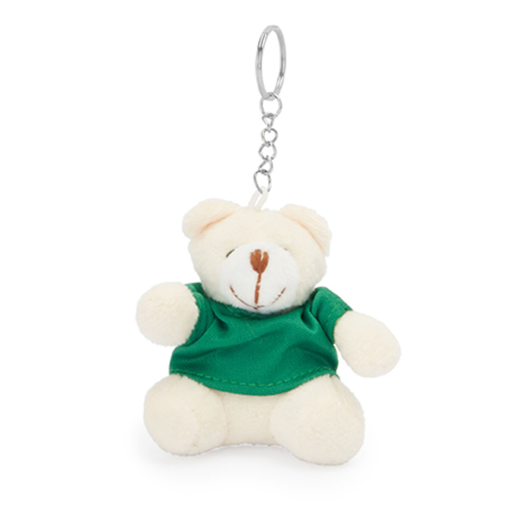 Брелок-медвежонок с цветной футболкой в ​​мягком полиэстере, цвет зеленый папоротник