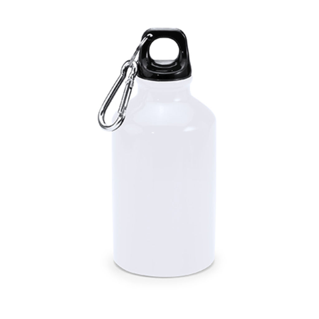 Алюминиевая бутылка с карабином, цвет белый