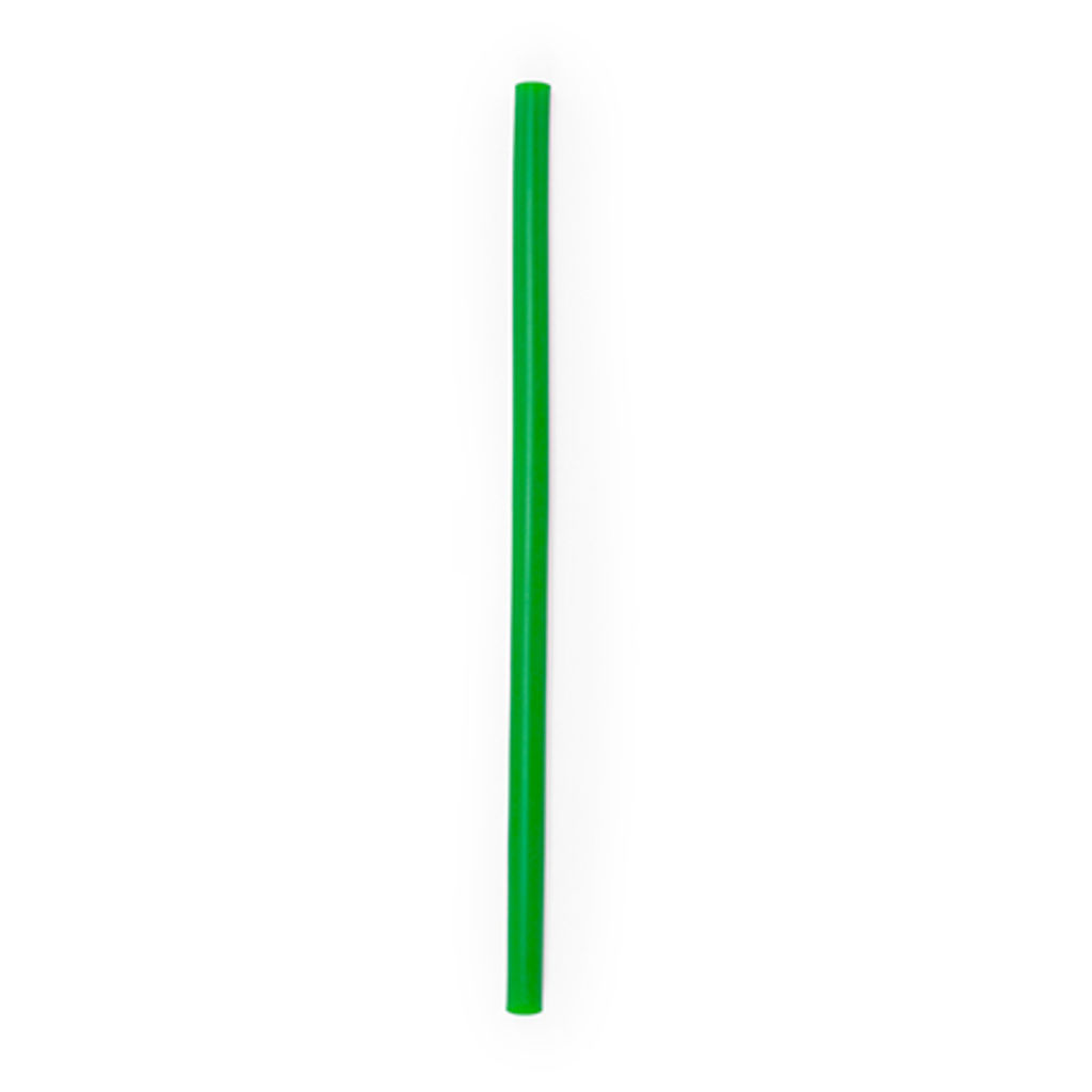 Многоразовые силиконовые соломинки в практичном полупрозрачном чехле из PP с кольцом для ключей, цвет зеленый папоротник