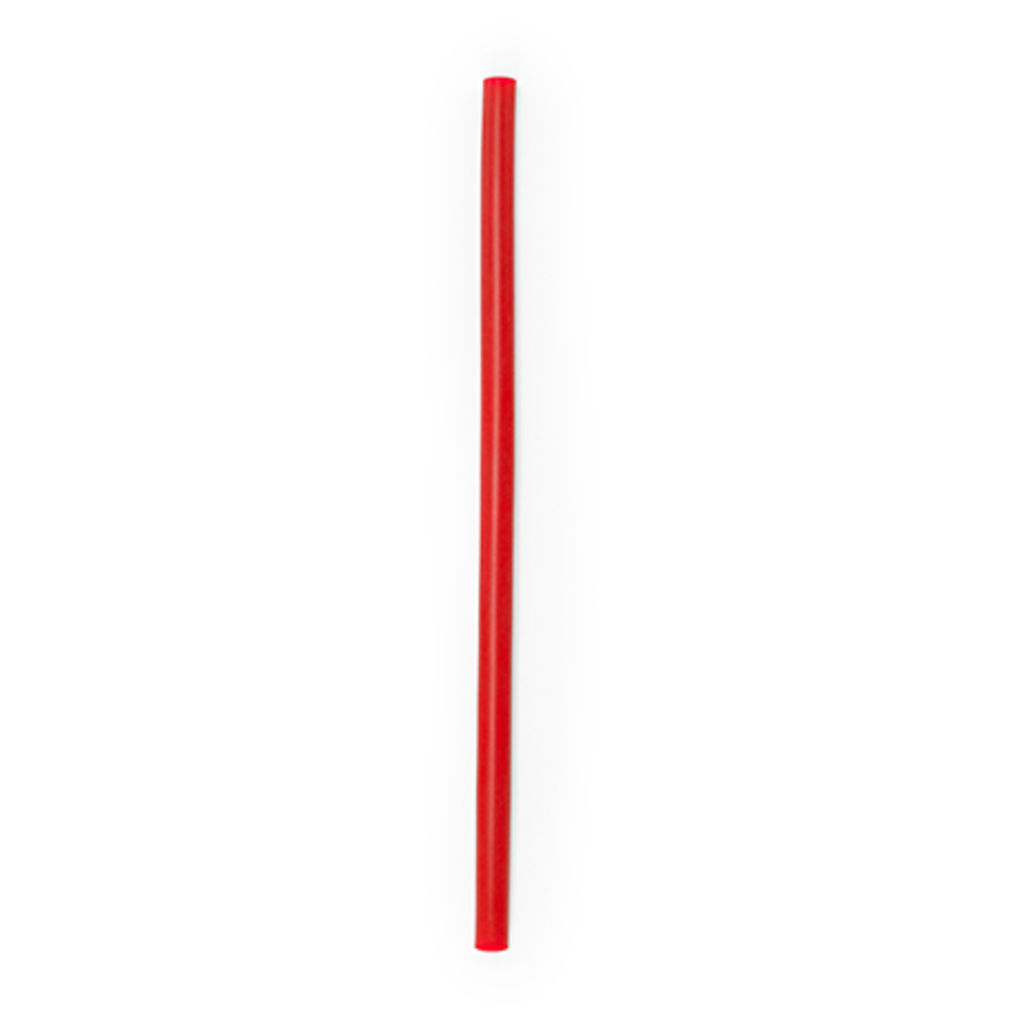 Багаторазові силіконові соломинки в практичному напівпрозорому чохлі з PP з кільцем для ключів, колір червоний