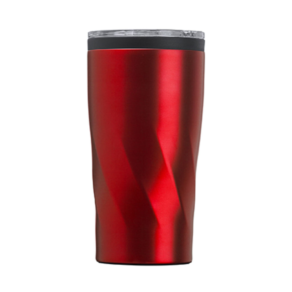Чашка з нержавіючої сталі ємністю 550 мл з прозорою кришкою, колір червоний