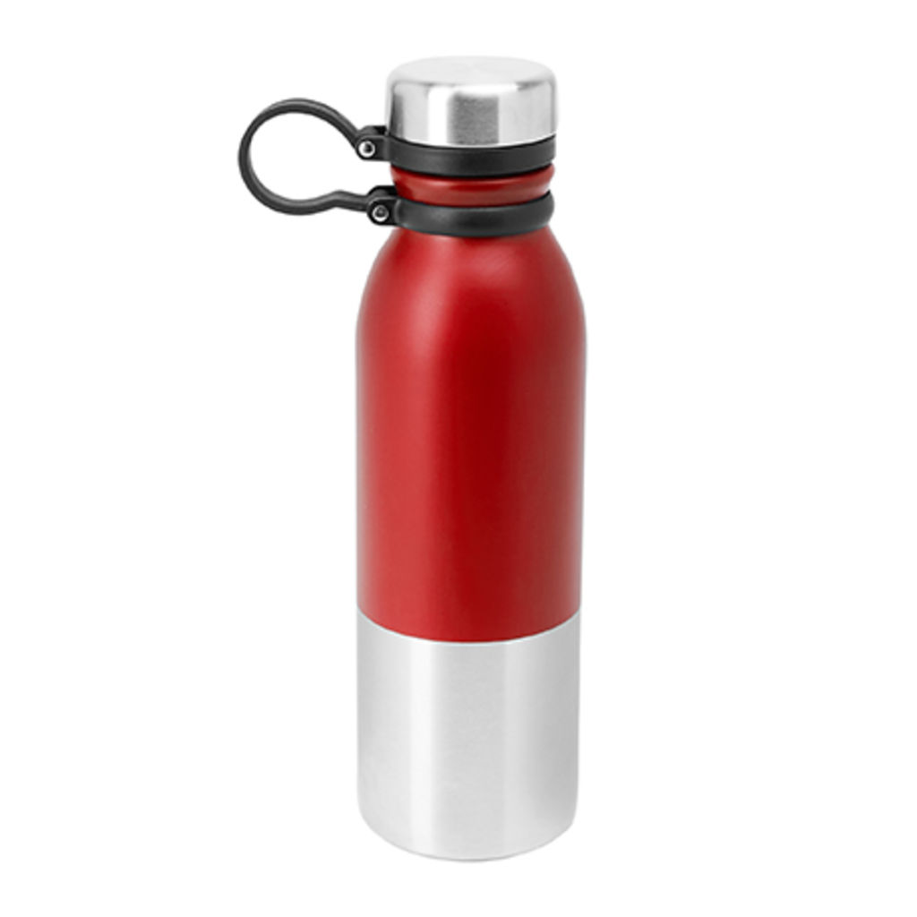 Пляшка з нержавіючої сталі 304 з двоколірним корпусом в матовому оздобленні, колір червоний