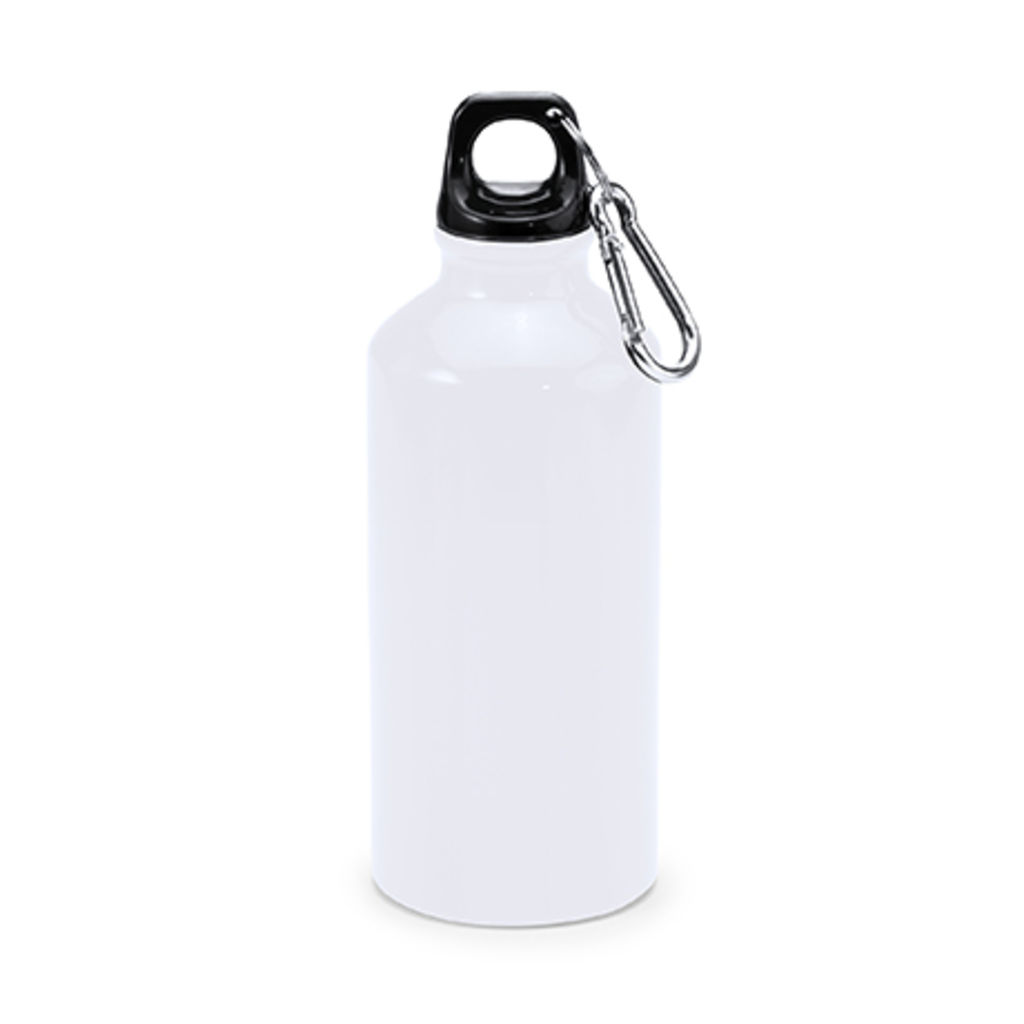 Алюминиевая бутылка с карабином, цвет белый