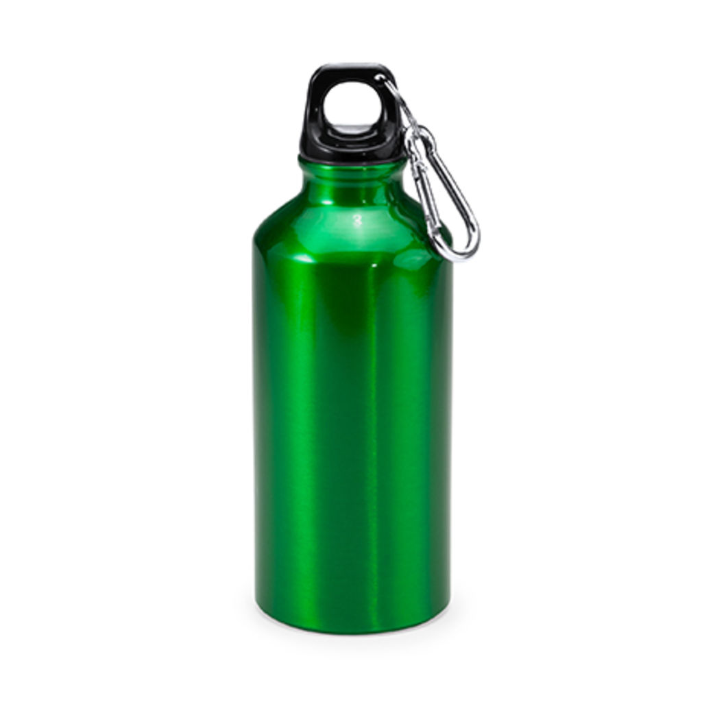 Алюмінієва пляшка з карабіном, колір зелена папороть