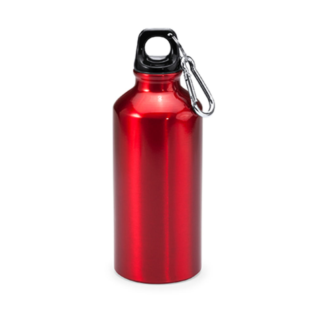 Алюминиевая бутылка с карабином, цвет красный