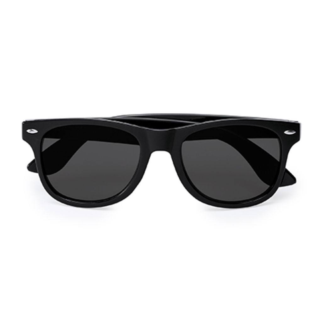 Сонцезахисні окуляри з класичним дизайном у блискучому оздобленні, колір чорний