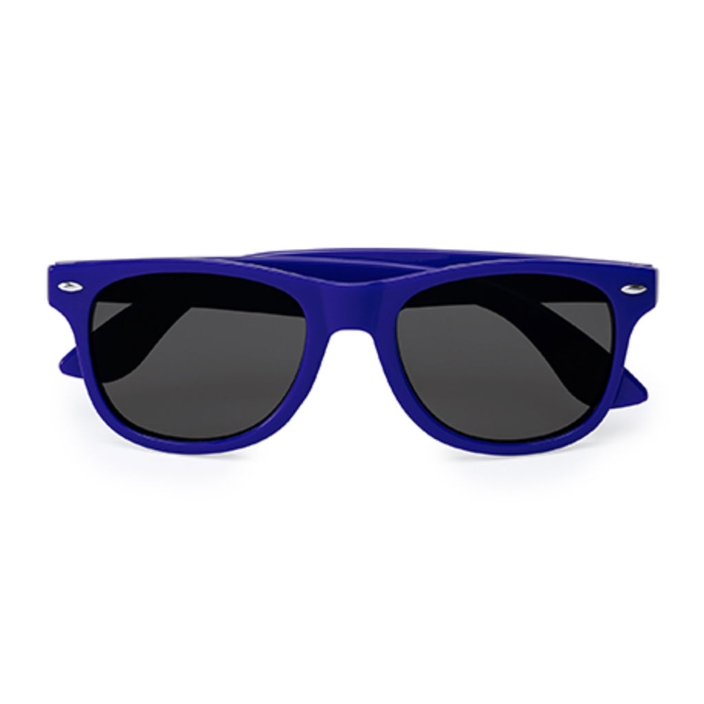 Солнцезащитные очки с классическим дизайном в блестящей отделке, цвет яркий синий