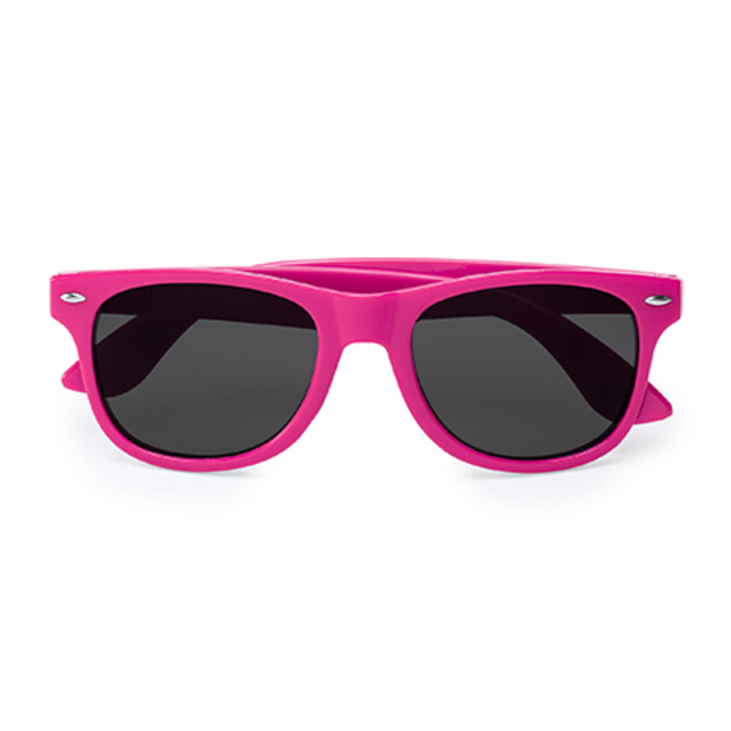 Солнцезащитные очки с классическим дизайном в блестящей отделке, цвет фуксия