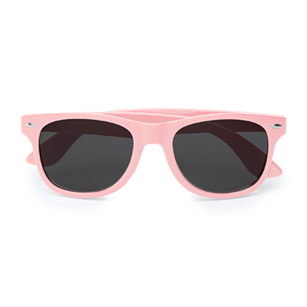 Сонцезахисні окуляри з класичним дизайном у блискучому оздобленні, колір світло-рожевий