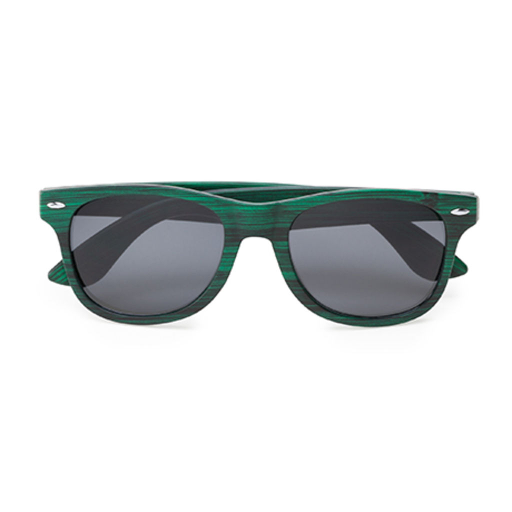 Сонцезахисні окуляри з класичним дизайном і оздобленням під дерево, колір вересковий зелений