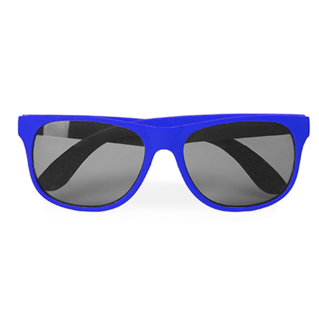 Класичні сонцезахисні окуляри зі зручною оправою в матовому оздобленні і лінзами зі ступенем захисту UV 400, колір яскравий синій