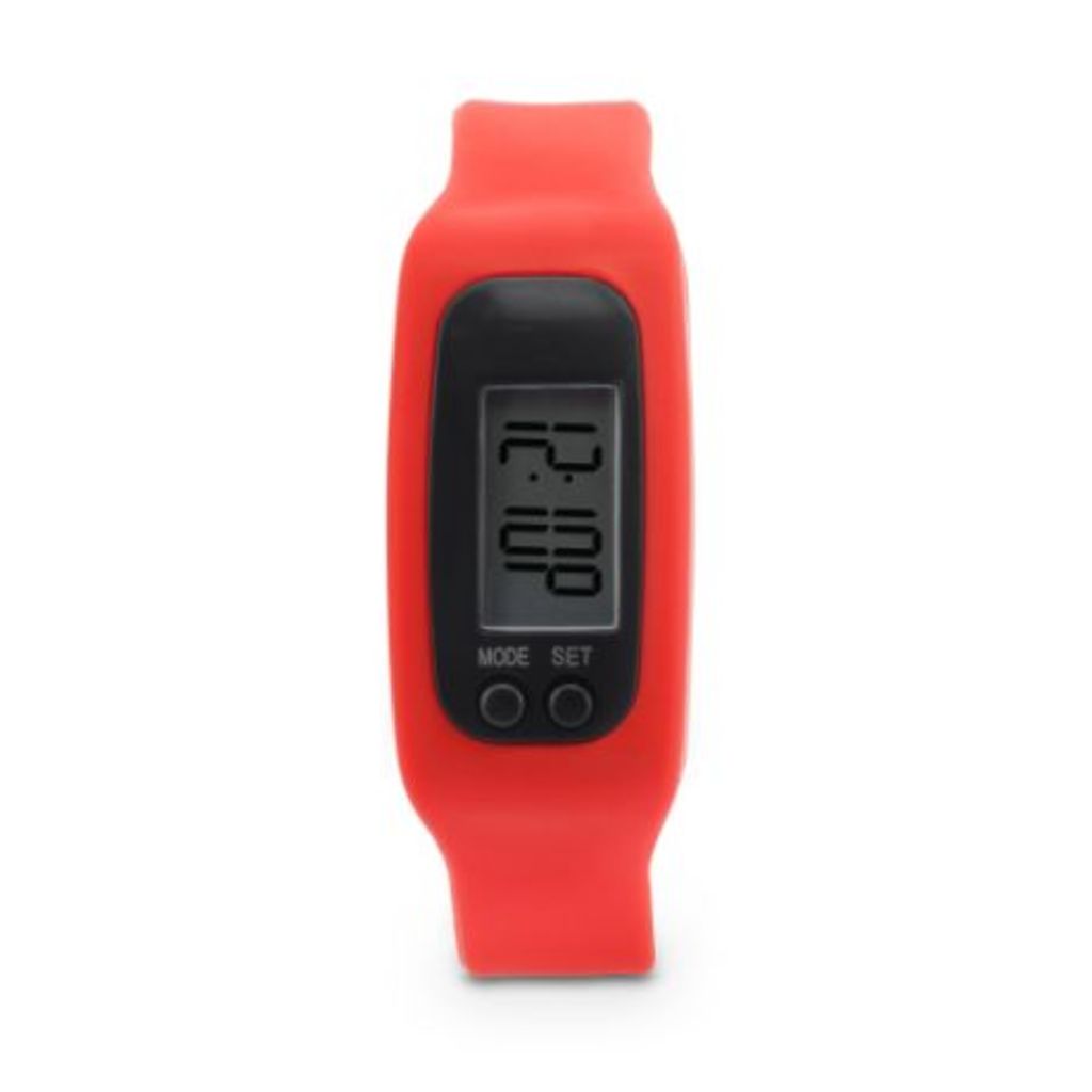 Многофункциональный часы с ЖК-экраном и регулируемым силиконовым ремешком, цвет красный