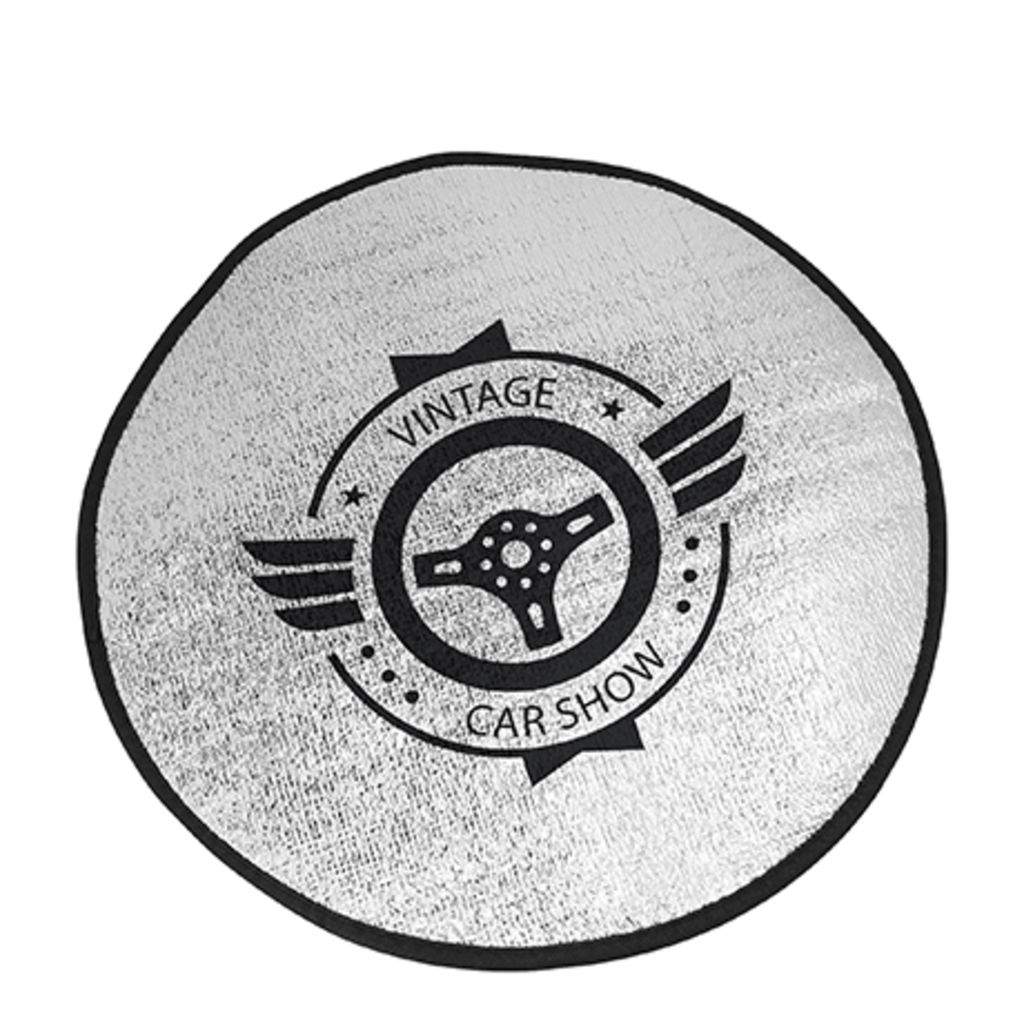 Сонцезахисний щиток для рульового колеса з алюмінієвою лицьовою стороною і з білою піною на зворотному боці, колір чорний