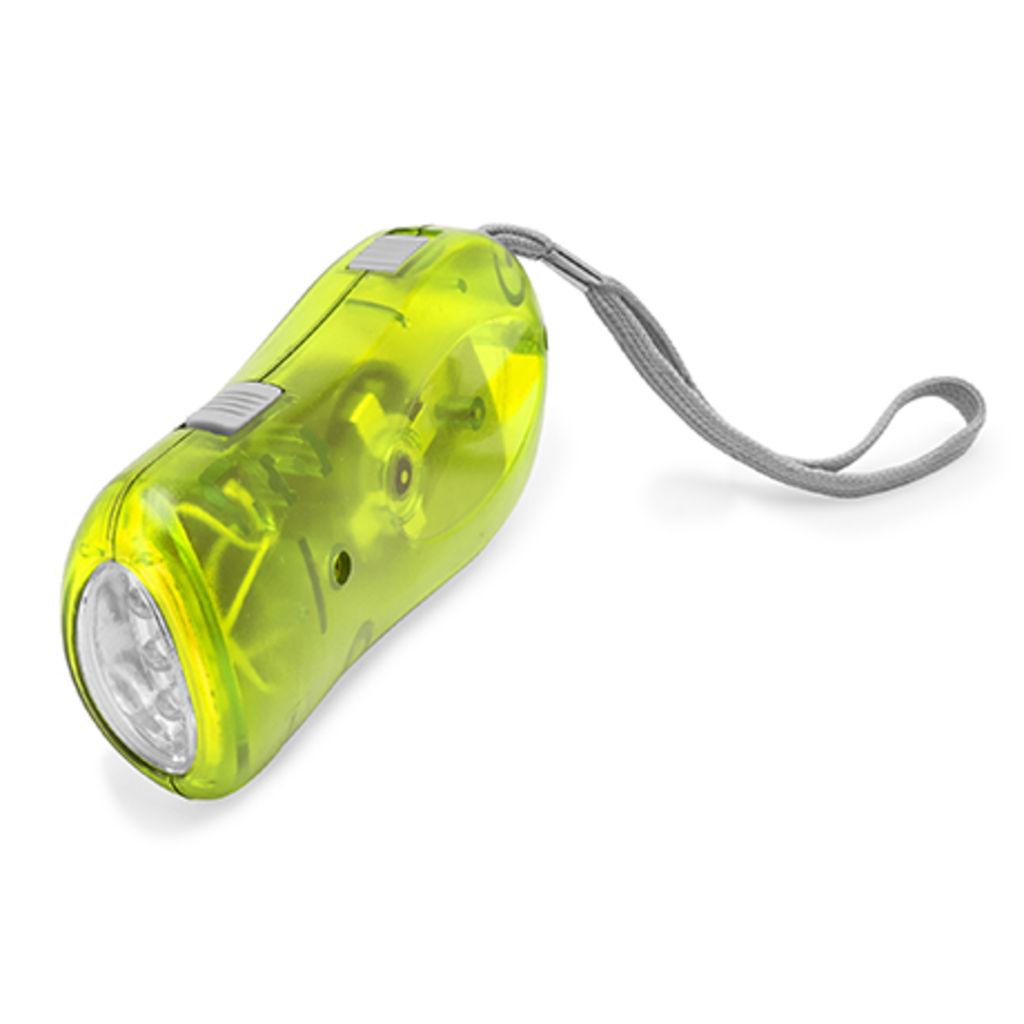 Ліхтарик з 3-ма світлодіодами і динамо для ручного заряджання, колір жовтий
