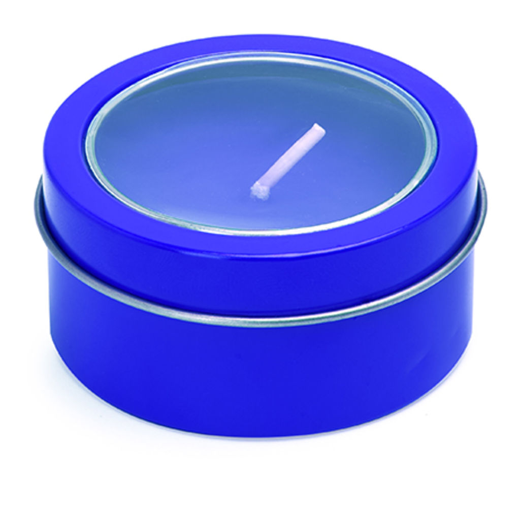 Ароматична свічка у яскравих кольорах порставляется з круглим металевим тримачем, колір яскравий синій