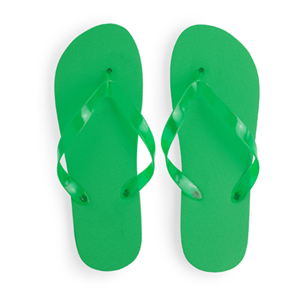 Пляжные шлепанцы с удобной подошвой из PE и полупрозрачными ремешками из PVC, цвет зеленый папоротник
