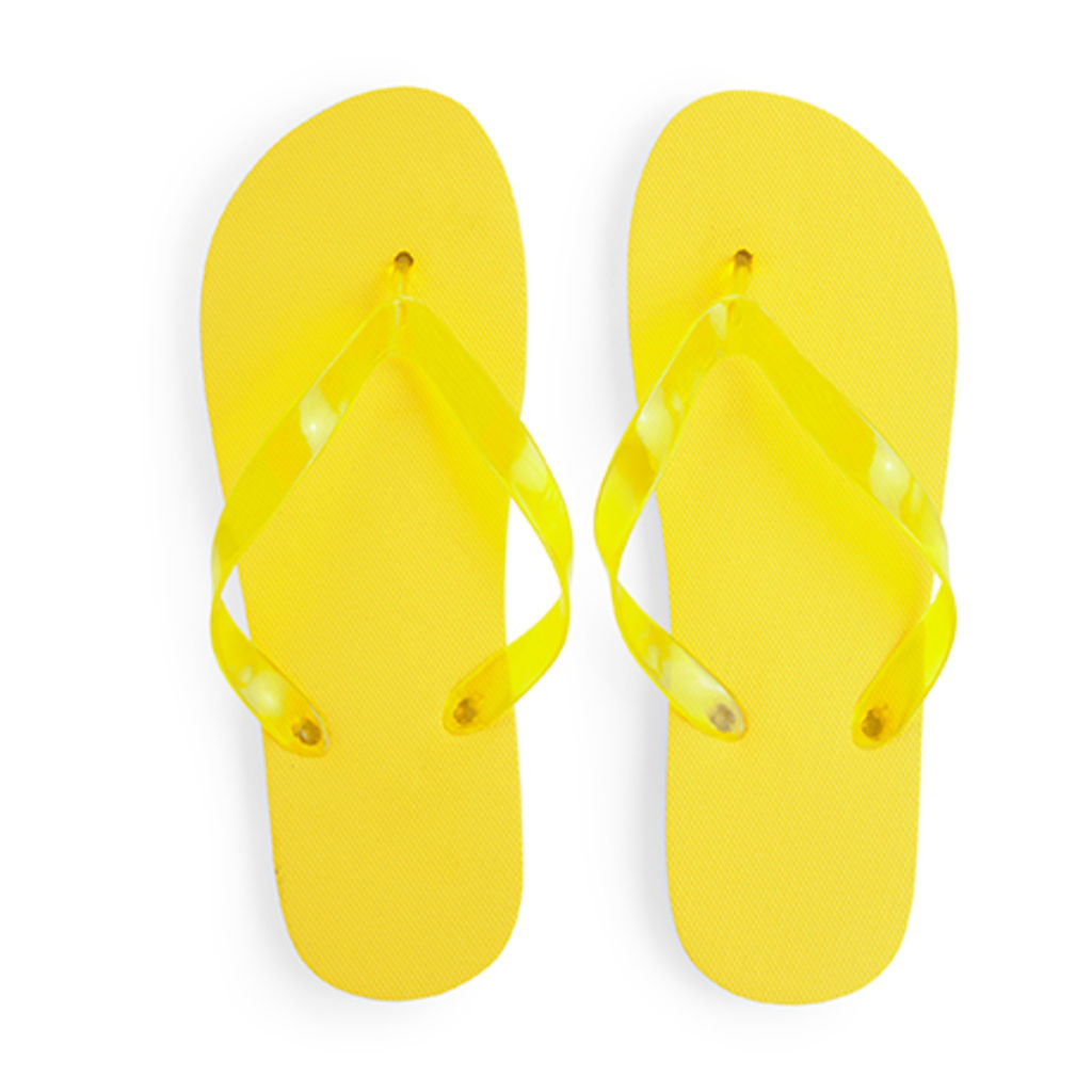 Пляжні шльопанці зі зручною підошвою з PE і напівпрозорими ремінцями з PVC, колір жовтий