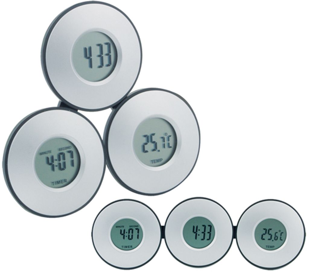 Годинник і термометр Tri, колір сріблястий