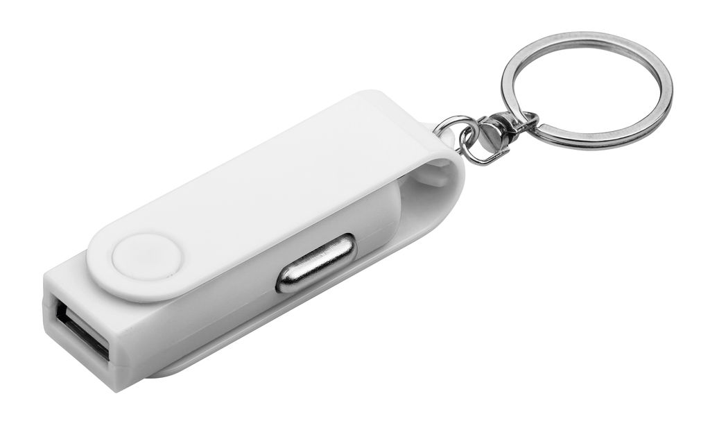 Пластиковий брелок - USB-адаптер для автомобіля, колір білий