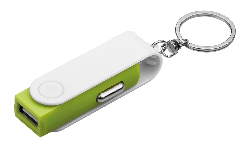 Пластиковий брелок - USB-адаптер для автомобіля, колір зелений