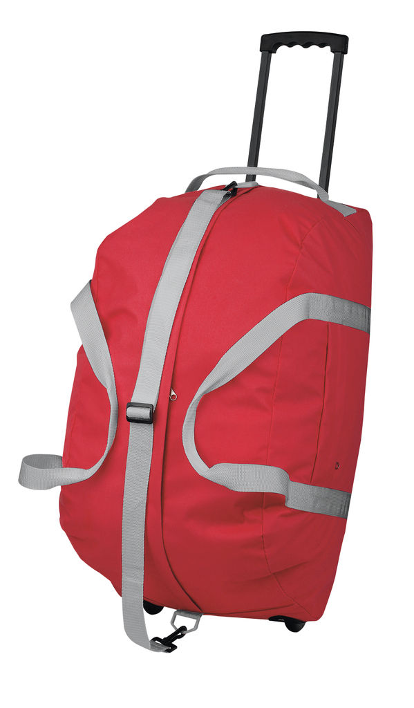 Дорожный чемодан на колесах из полиэстера, 600D, цвет красный
