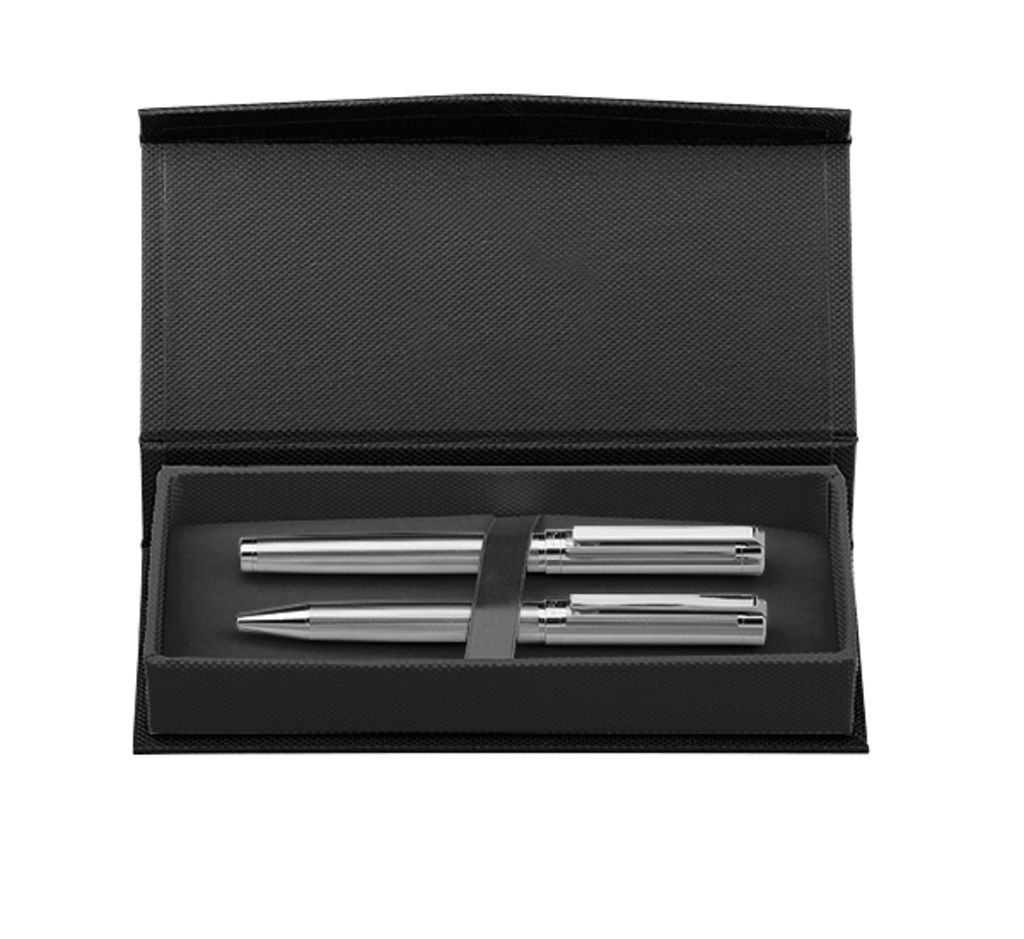 Набір з метал. куля. ручки і ручки-роллера, сині чорнила, SANTINI, колір срібний