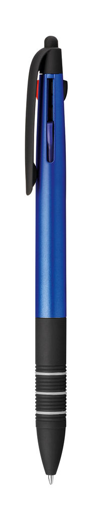 Пластикова кулькова ручка 3 в 1, сині, червоні та чорні чорнила, колір синій