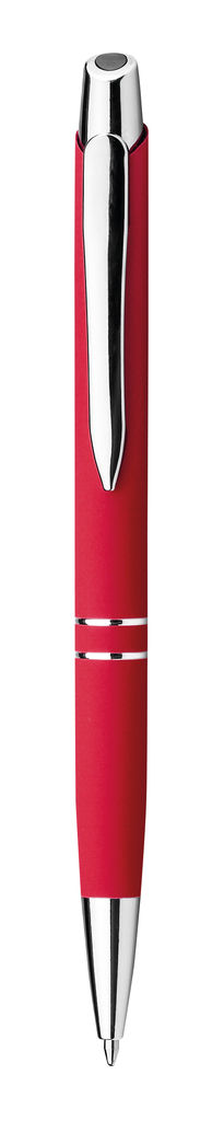 Метал. ручка с прорезиненной поверхностью, синие чернила, SANTINI, цвет красный