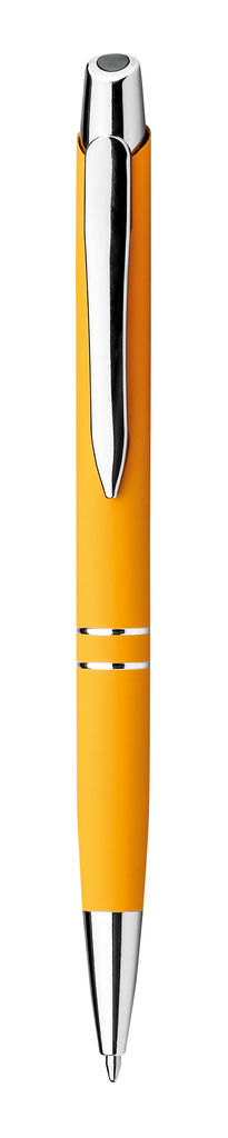 Метав. ручка з прогумованою поверхнею, сині чорнила, SANTINI, колір жовтий