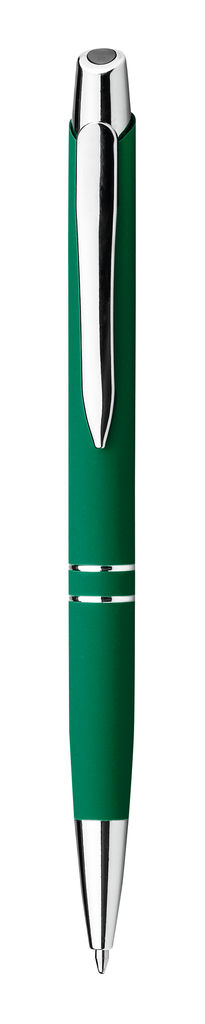 Метав. ручка з прогумованою поверхнею, сині чорнила, SANTINI, колір зелений