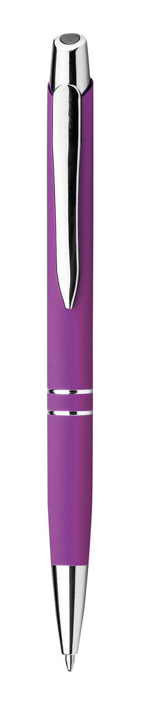 Метав. ручка з прогумованою поверхнею, сині чорнила, SANTINI, колір пурпурний