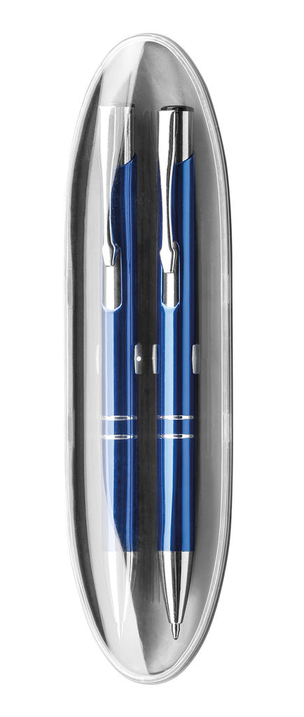 Набір з металевої ручки і автом. олівця, сині чорнила, колір синій