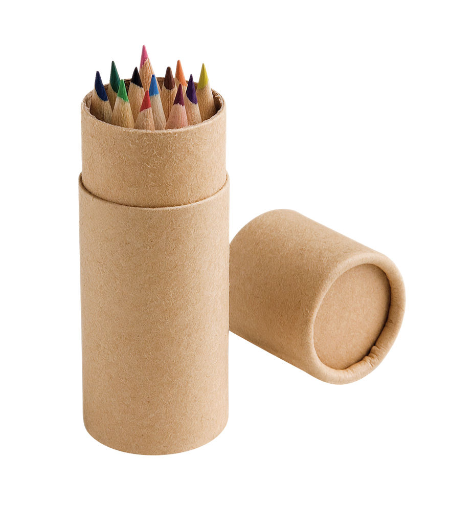 CYLINDER. Коробка з 12-ма кольоровими олівцями, колір натуральний
