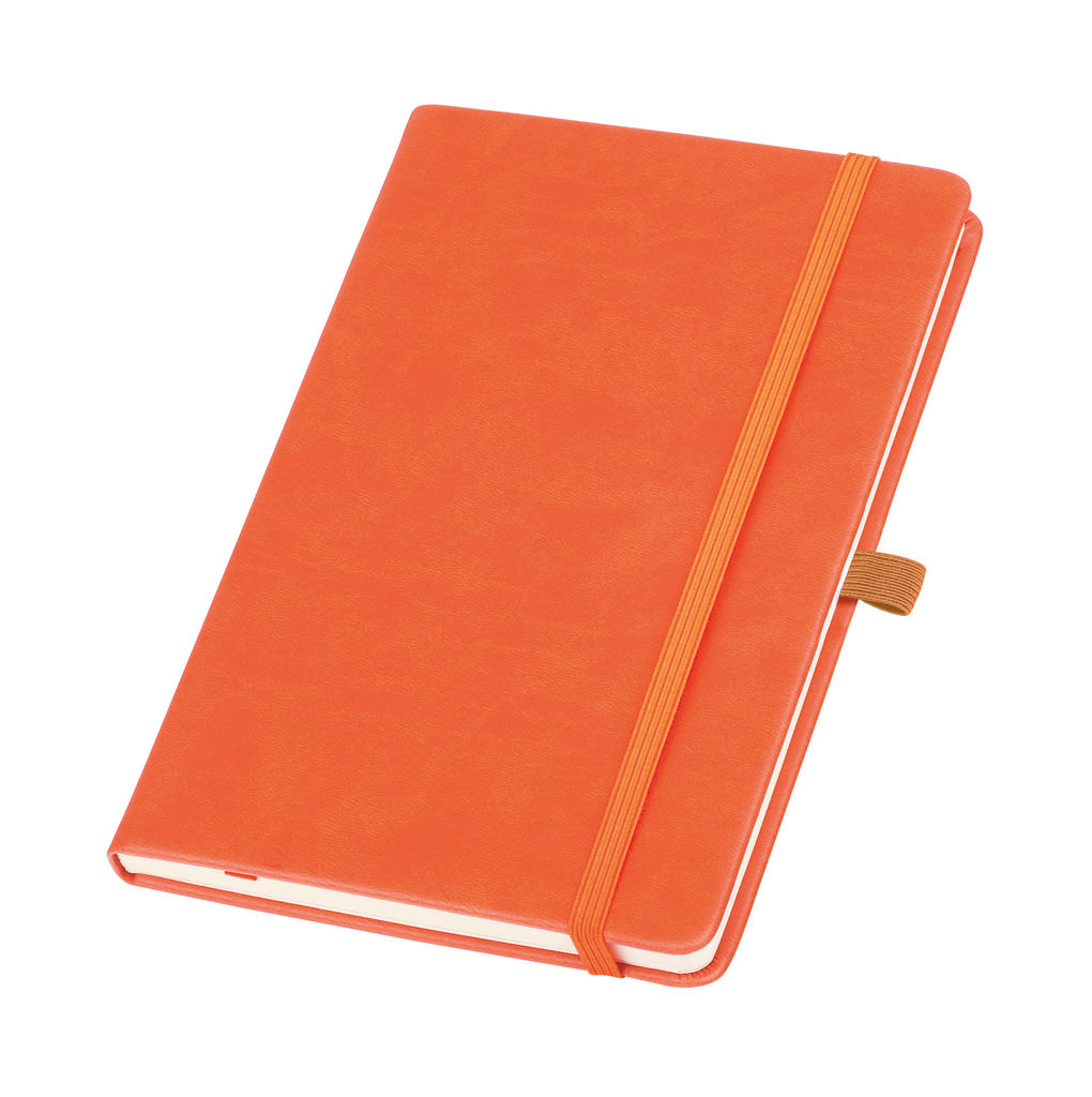 Блок для записів з еластичною стрічкою 132x213 мм, колір помаранчевий
