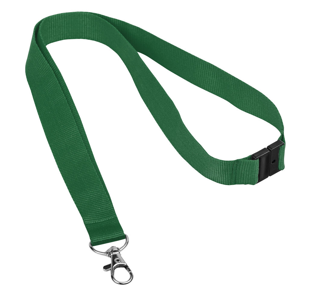 Шнурок на шею с карабином, цвет зеленый